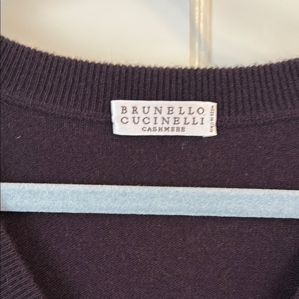 Brunello Cucinelli Purple V-Neck Sweater